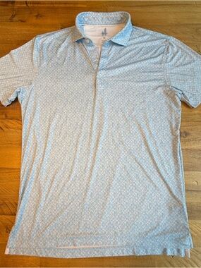 johnnie-O Men's Light Blue Patterned Polo Shirt